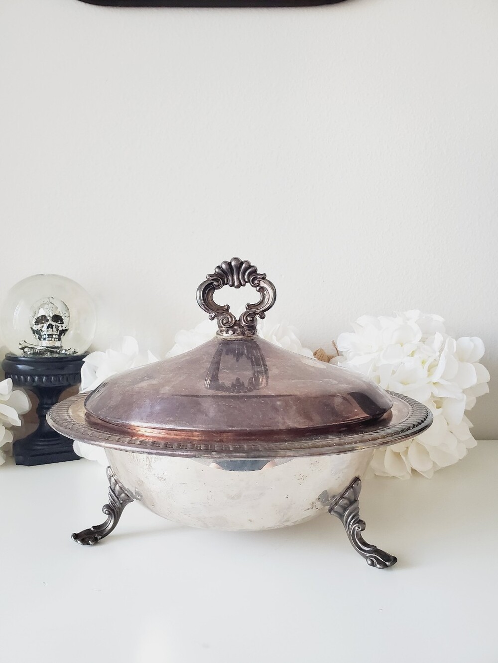 Vintage Silver Plated Covered Serving Bowl - Silver